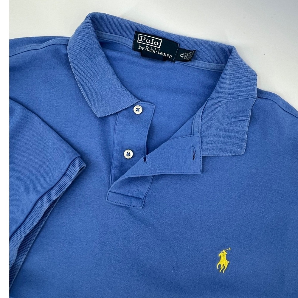 Polo Ralph Lauren Polo Shirt Mens XL Blue  Short Sleeve Yellow Pony Logo
